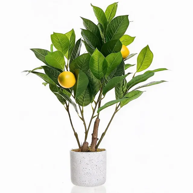 Triumpunpre kunstcitroenplant set 2 stuks 50 cm PEVA - decoratieve citroentakken voor binnen Groen en geel