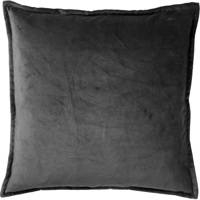 Dutch Decor CAITH - Kussenhoes 50x50 cm - 100% katoen velvet - Charcoal Gray - antraciet - met rits - zonder binnenkussen