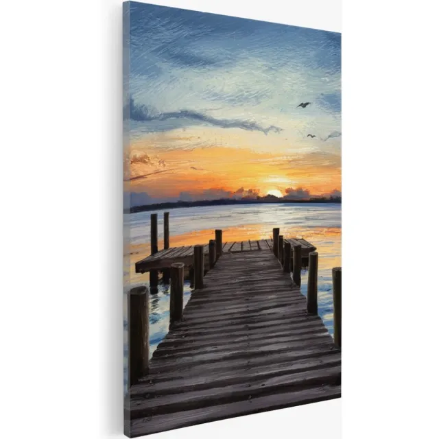 Saammp Canvas Schilderij - Abstracte Steiger - Landschap - Natuur - 40x60 - Foto op canvas - Wanddecoratie - Muurdecoratie Woonkamer - Slaapkamer decoratie - Canvas Print Multicolor