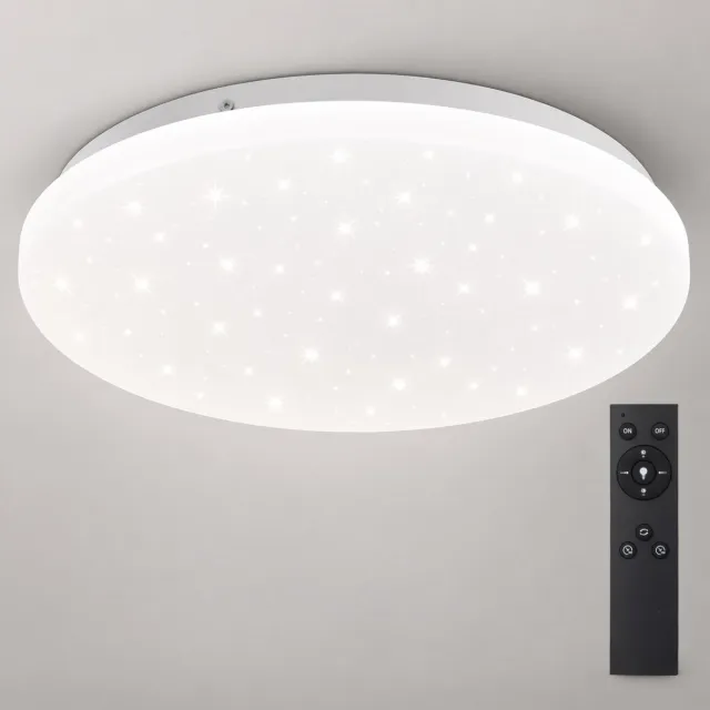 LOVHAUS LED Plafondlamp 28 cm 24W – 2400LM – Dimbaar 3000K-6500K – Sterrenhemel – Met Afstandsbediening Wit