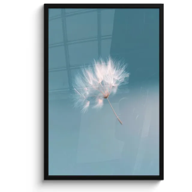 FrameYourWall Poster in lijst - Fotolijst 60x90 cm - Posters - Paardenbloempluisje - Blauw - Lucht - Posterlijst zwart - Decoratie - Wanddecoratie woonkamer - Muurdecoratie slaapkamer