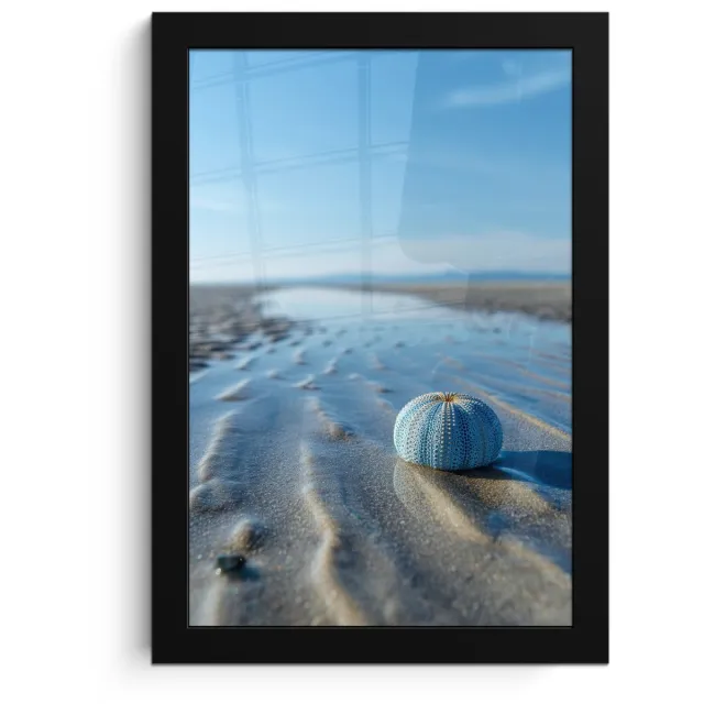 FrameYourWall Poster in lijst - Fotolijst 20x30 cm - Posters - Strand - Schild - Water - Blauw - Posterlijst zwart - Decoratie - Wanddecoratie woonkamer - Muurdecoratie slaapkamer Strand - Water