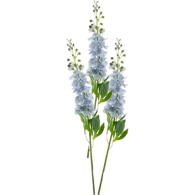 Bellatio Design Kunstbloem bloesemtak ridderspoor - 3x - 87 cm - licht blauw - kunst zijdebloemen Lichtblauw