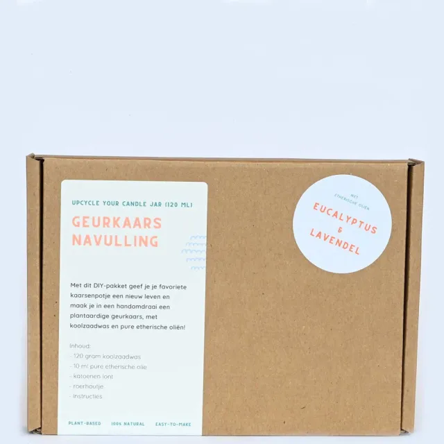 Groeikruid Navulling zelf kaarsen maken| 100% natuurlijke geurkaarsen maken met etherische olie | upcycle candle jars | eucalyptus + lavendel | raapzaadwas |refill candle | inhoud: 120 ml