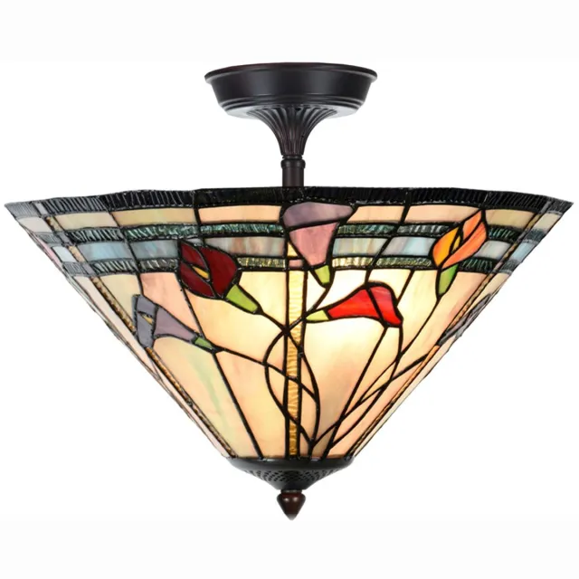 Coloured by Art Tiffany Verlengde Plafonnière Calla - Art Deco Trade Paars
