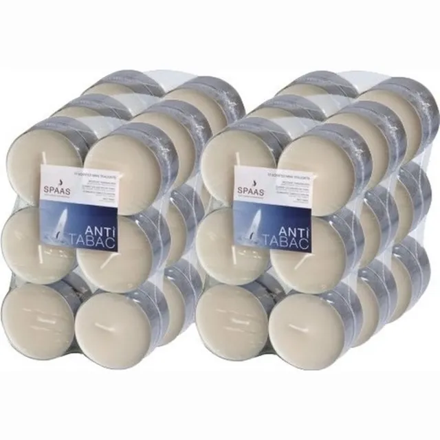 Spaas Geurtheelichtjes/waxinelichtjes - Maxi - 72x - Anti Tabac - 10 branduren - geurkaarsen Wit