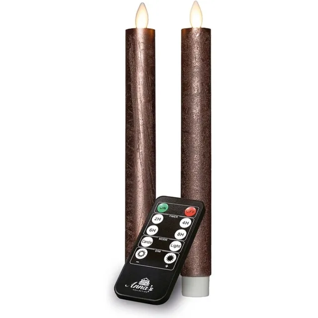 Annas Collection Dinerkaars rustiek wax bewegende vlam 23 cm brons 2 stuks Anna's Co... onbekend