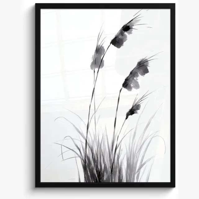 FrameYourWall Poster in lijst - Fotolijst 50x70 cm - Posters - Minimalistisch - Stelen - Wit - Posterlijst zwart - Decoratie - Wanddecoratie woonkamer - Muurdecoratie slaapkamer Stelen - Minimalistisch