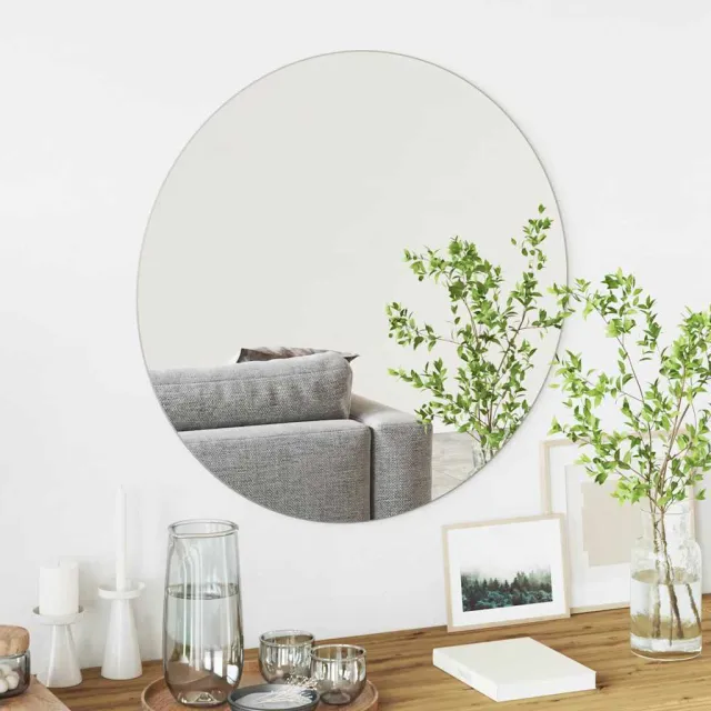 vidaXL Wandspiegel Ø 70 cm gehard glas Rond Zilver