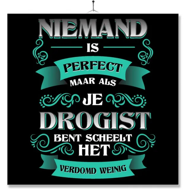 MC Living Tegel Met Opdruk | Kado | Cadeau | Niemand Is Perfect | Beroep | Drogist Multi-Color