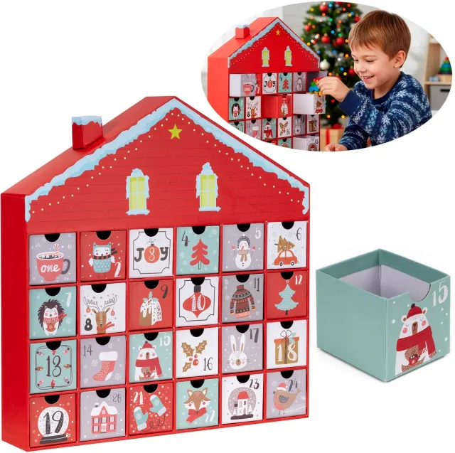 springos Adventskalender | 24 Delig | Papier | Huis veelkleurig