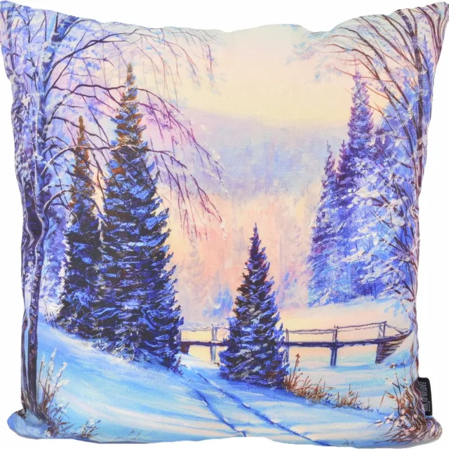 Gek op Kussens! Winter Landscape Kussenhoes | Katoen/Polyester | 45 x 45 cm Blauw