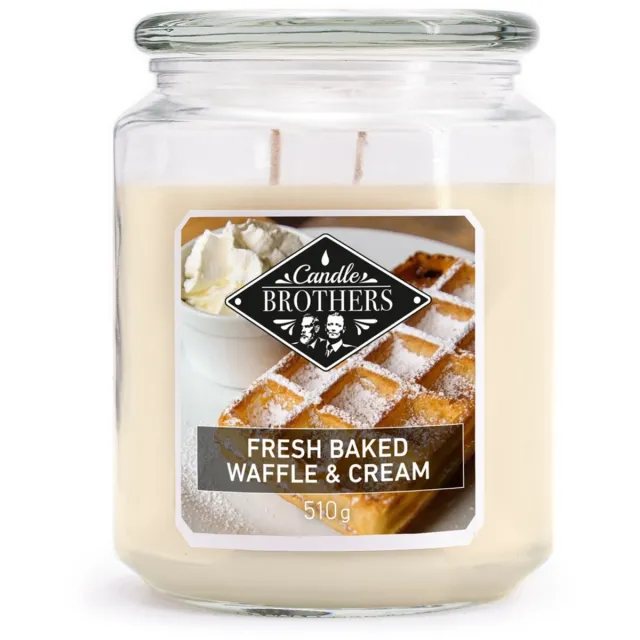 Candle brother Candle-Brothers Geurkaars - versgebakken wafel en room - 200 g - brandduur 40 uur - was crème