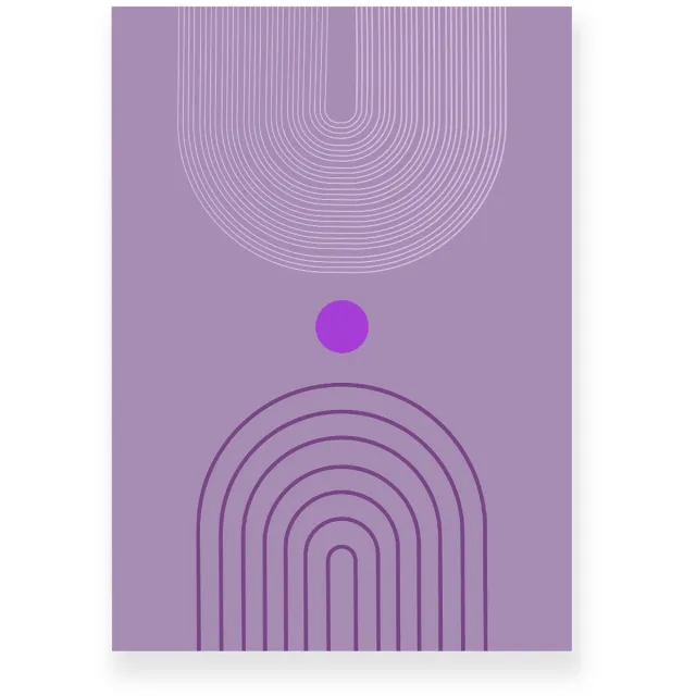 Yisual Poster 20x30 cm - Halve Bogen - Lijnen - Paars - Lila - Minimalistisch - Japandi - Muurdecoratie - Wanddecoratie