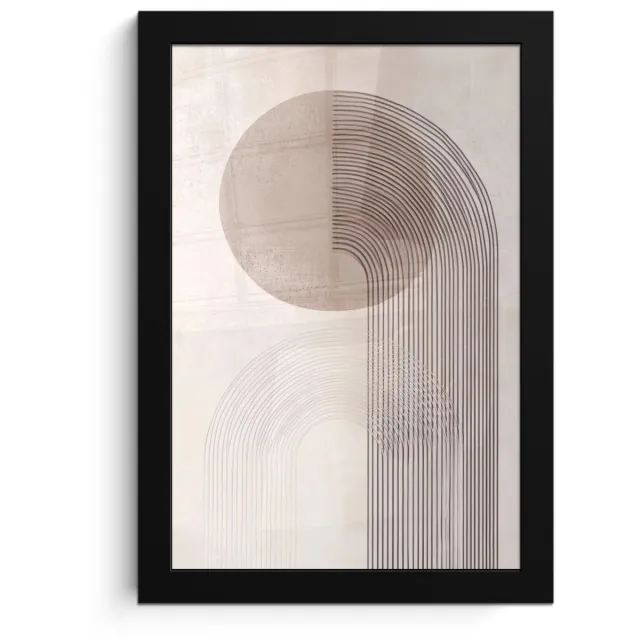 FrameYourWall Poster in lijst - Fotolijst 20x30 cm - Posters - Minimalistisch - Cirkel - Lichtgrijs - Posterlijst zwart - Decoratie - Wanddecoratie woonkamer - Muurdecoratie slaapkamer Minimalistisch - Cirkel - Lijnen