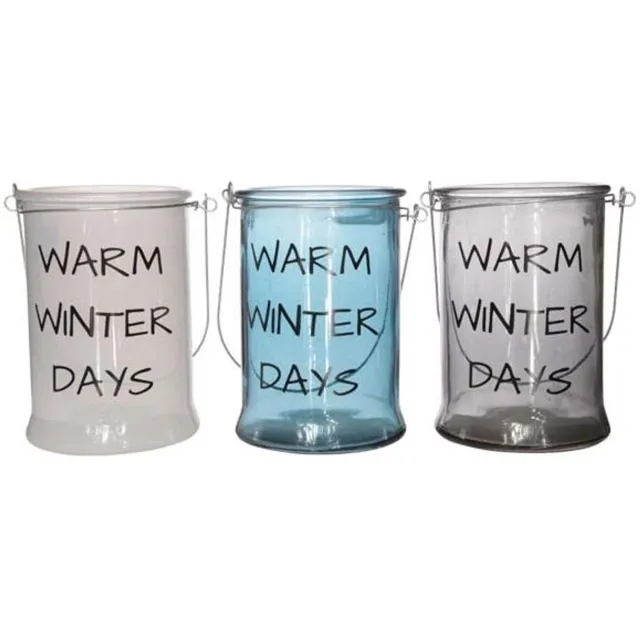 Cosy @ Home Lantaarn 3945442 tekst 3kleuren D10xH14cm glas pr/st wit