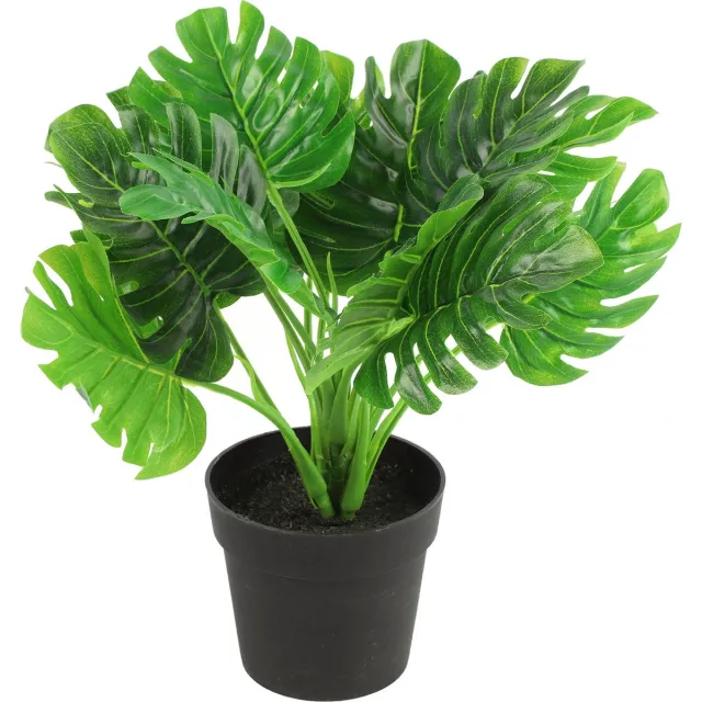 Countryfield Kunstplant Monstera plant in bloempot - Groen - 15 x 28 cm