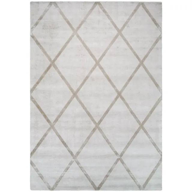 Padiro design laagpolig vloerkleed 80 x 150 cm - crème / offwhite - modern geometrisch patroon - voor vloerverwarming - van viscose en katoen