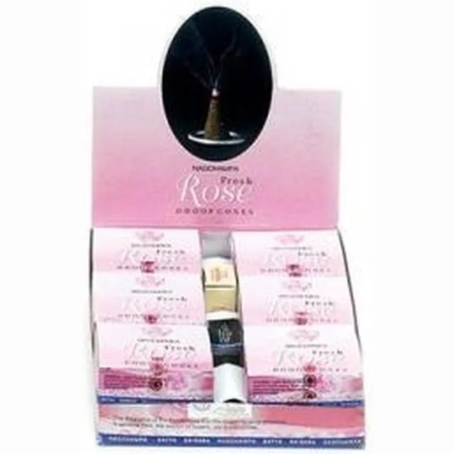 NAG wierook kegel NAG champa rose Boeddha-Store 12 pakjes met 12 cones roze
