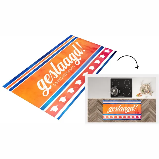 KitchenYeah Keukenloper - Loper keuken - Geslaagd - Oranje - Afstudeerhoed - Keukenloper vinyl, foto 2