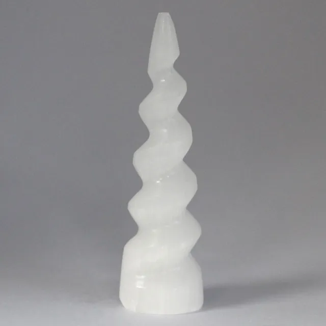 Joy of Balance Seleniet spiraalvormige eenhoornhoorntoren - 15 cm Transparant