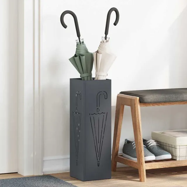 vidaXL Regen paraplu standaard Antraciet 15,5 x 15,5 x 49 cm Staal Anthraciet