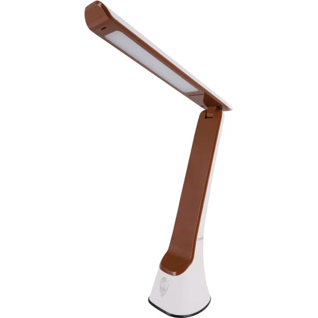 STRÜHM GIBON Bureaulamp - LED - 8W - CCT Aanpasbare lichtkleuren - 2700K/ 4000K/ 6500K - Telefoonhouder - Wit/Bruin