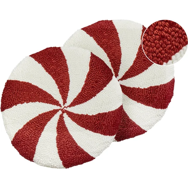 Beliani SWIRL CANDY - Sierkussen set van 2 - Rood/Wit - 40 cm - Polyester