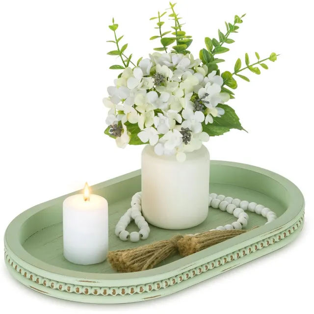 Famanu Decoratief dienblad saliegroen decoratief dienblad shabby chic ovaal voor salontafel