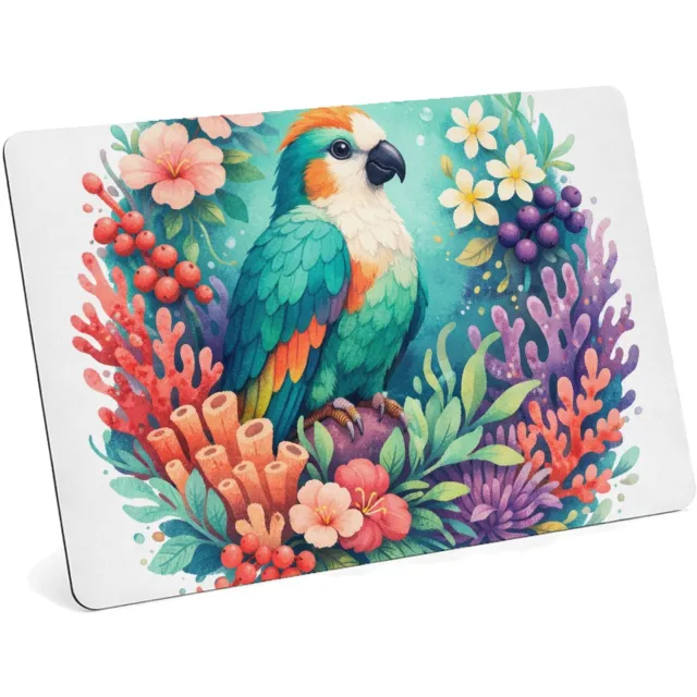 Mr Cadeautjes MDF magnetische fotolijst 28 x 19 - design Een tropische vogel in een weelderige bloemenzee met bladere | cadeau Wit