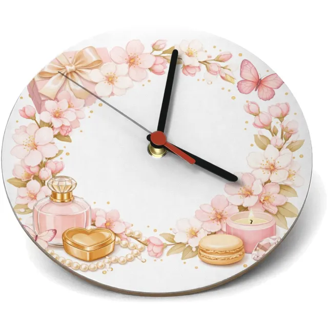 Mr Cadeautjes Klok rond Ø 19 - design Romantische seizoenskrans met cadeau-gevoel | cadeau Wit
