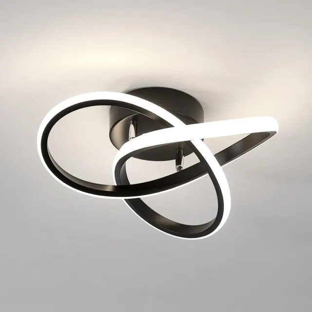 Haobosic 30cm zwarte aluminium klaver LED plafondlamp, 30W, neutraal licht 4500K, 220V, modern