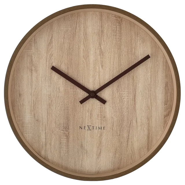 NeXtime Wandklok 30cm-Stil-Donkerbruin/Lichtbruin-Kunststof-NeXtime 'Oslo'