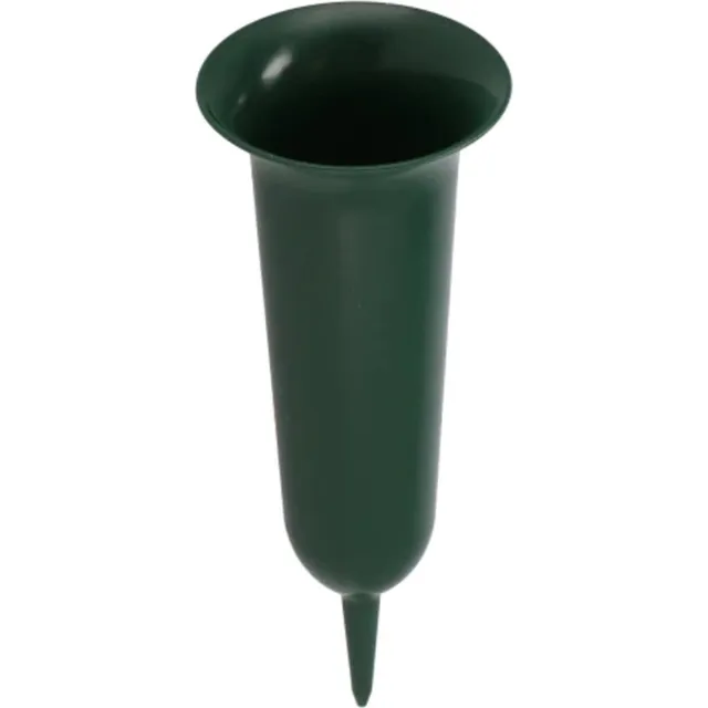 DK design Grafvaas kunststof - groen - 42 cm - grafdecoratie - bloemenvaas voor herdenkingsplaats/kerkhof