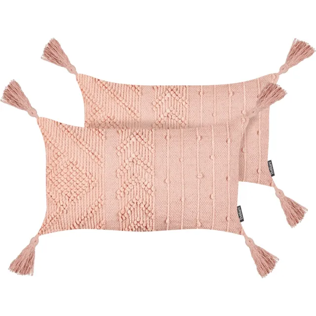 Beliani VALVARIA - Sierkussen set van 2 - Perzik - 30 x 50 cm - Katoen Roze