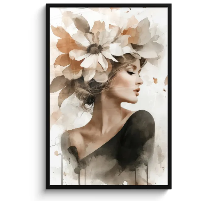 FrameYourWall Poster in lijst - Fotolijst 80x120 cm - Posters - Bloesem - Portret - Gezicht - Posterlijst zwart - Decoratie - Wanddecoratie woonkamer - Muurdecoratie slaapkamer