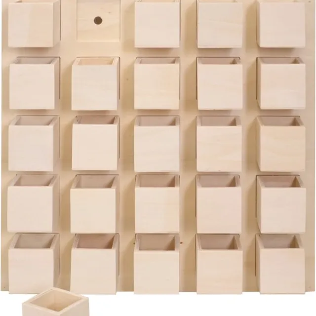 Artemio Adventskalender vierkant 36x36x7,5 cm Houtkleur