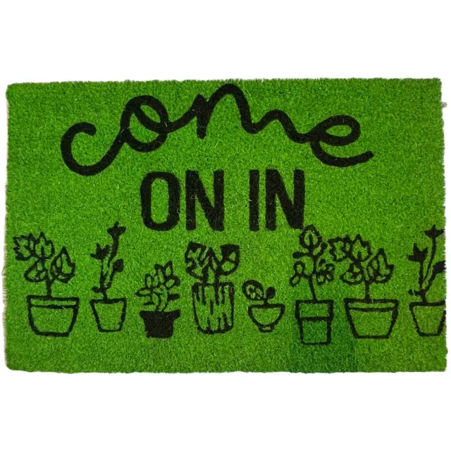 TEXAS Kokos Deurmat - 40x60 cm - Groen - Anti-slip PVC Groen;Natuurlijk