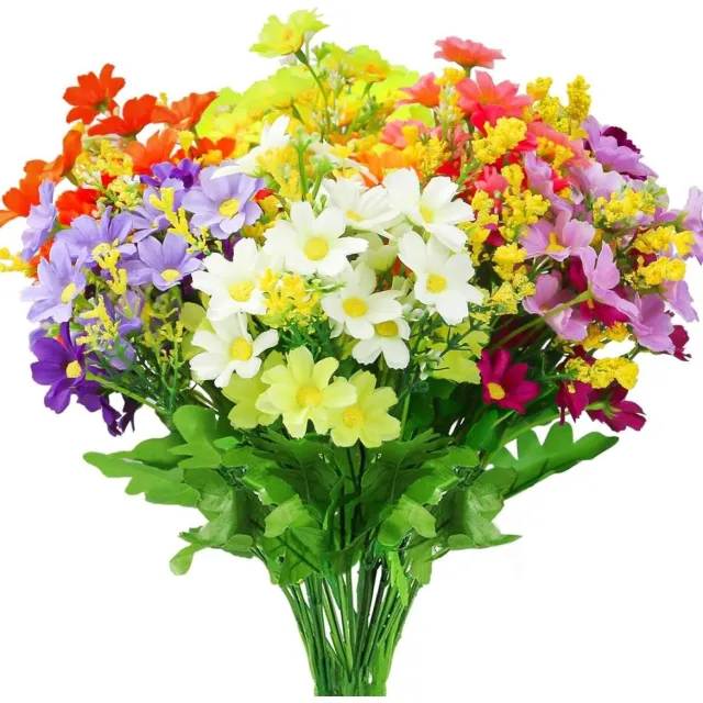 Excitat Kunstbloemen - Set van 9 Kunstbloemen - Balkonplanten en Binnenbloemen van Kunststof - Imitatie Kunststof UV-bestendige Bloemen - Geschikt voor Tuinen kleur
