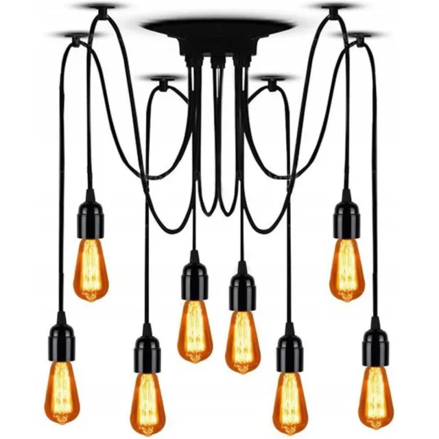 TooLight Retro plafondlamp - 8 lichtpunten - Industrieel design - Zwart - 20 x 150 cm