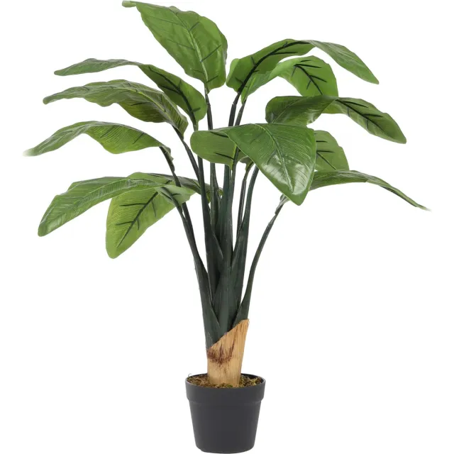 Kunstpalm Kunst Bananenplant Basjoo Klein | 100cm - Namaak bananenplant - Kunstplanten voor binnen - Bananen kunstplant Donkergroen