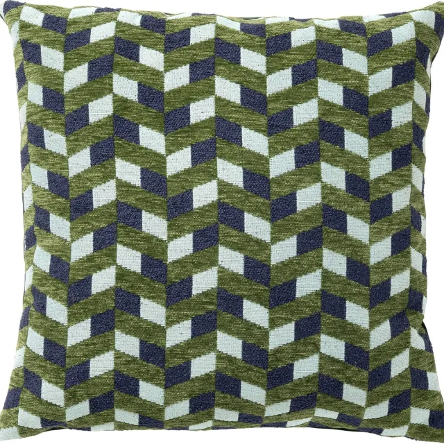 Dutch Decor SIMSON - sierkussen 45x45 cm - visgraatpatroon - Twist of Lime - groen, blauw - Inclusief binnenkussen - Luxe kussens voor woonkamer & bank