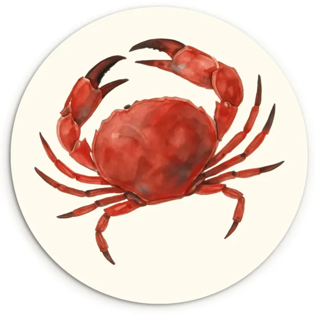 WallCircle Wandcirkel 150x150 cm - Muurcirkel Krab - Felrood - Poten - Muurdecoratie woonkamer - Wanddecoratie slaapkamer - Kamer decoratie accessoires - Ronde schilderijen