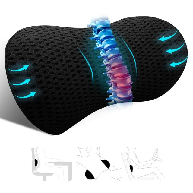Wclavion Rugkussen - Ergonomisch Traagschuim Lendenkussen - Lendenkussen - Lendensteunkussen - Supporting Foam Rugkussen - Rugkussen Onderrug - Rugkussen Stoel - Rugsteun - Ergonomisch Rugkussen Voor Auto En Bureaustoel -Zwart, 45*23*10cm