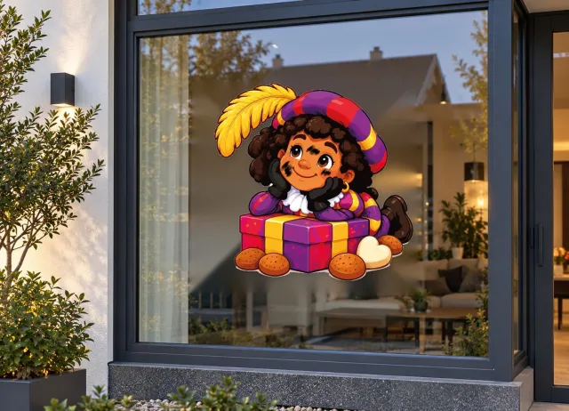 De Stickerman Sinterklaas Raamsticker 30cm Breed Herbruikbaar Weerbestendig (V13) Multi
