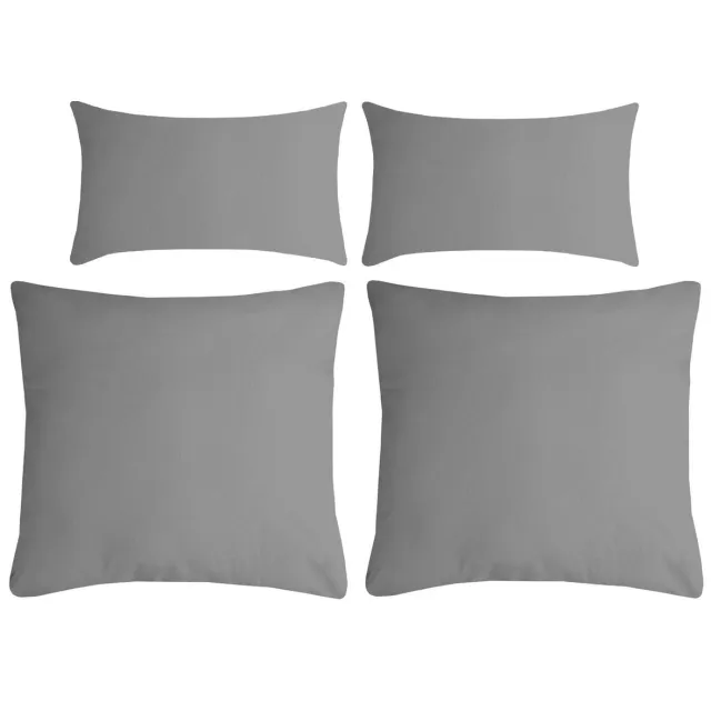 Stof Textile sierkussen Nelson - set 4x - grijs - 2 formaten - bank kussens - polyester