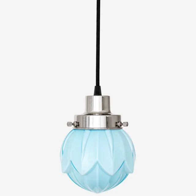 Coloured by Art Hanglamp aan snoer Lotus Misty 20's Nikkel - Art Deco Trade Zachtblauw