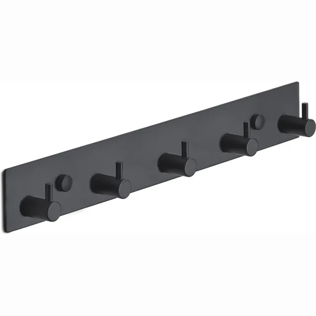 Brute Strength RVS Kapstok - 5 haken - 32 cm - Mat Zwart - Wandkapstok industrieel - Hangend Design Muurkapstok - Handdoekrek