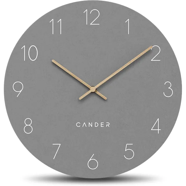 Cander Berlin Grote Wandklok 40 cm Stil Analoog Woonkamer Modern Grijs Hout