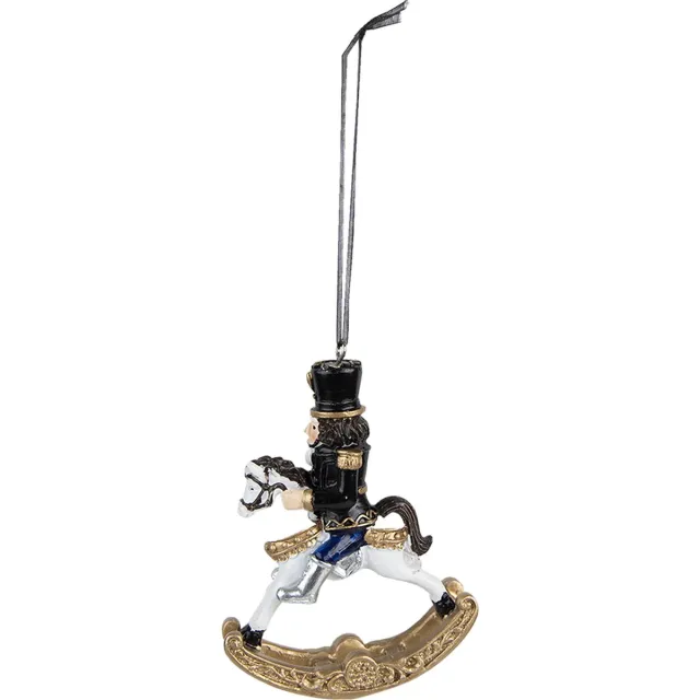 Clayre & Eef Kersthanger Notenkraker 10 cm Zwart Wit Kunststof